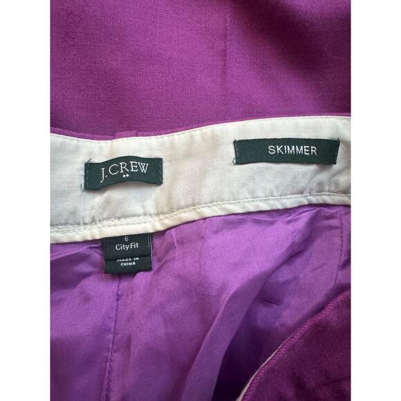 J.Crew | Fuchsia City Fit Wool-Blend Skimmer Pants | Size 6 - Picture 7 of 9